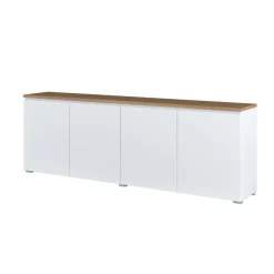 Madia moderna 200x68h cm 4 ante bianco rovere Ischia