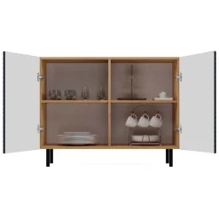 Madia moderna 100x78h cm 2 ante blu rovere cannettato Koreva