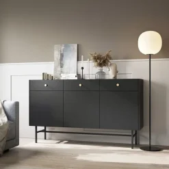 Madia moderna 155x90h cm 3 ante 3 cassetti nero Eterna