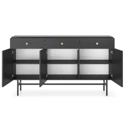 Madia moderna 155x90h cm 3 ante 3 cassetti nero Eterna