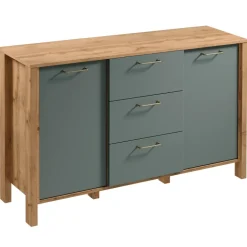 Madia moderna 138x81h cm 2 ante 3 cassetti rovere verde Leave