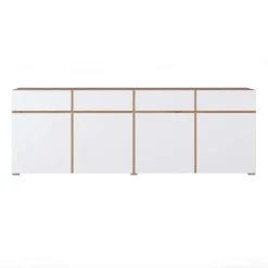 Madia moderna 225x78h cm 4 ante 4 cassetti bianco rovere Lolla