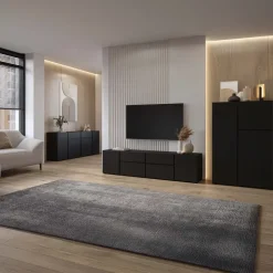 Madia moderna 195x78h cm 4 ante 2 cassetti nero Edge