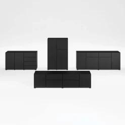 Madia moderna 195x78h cm 4 ante 2 cassetti nero Edge