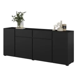 Madia moderna 195x78h cm 4 ante 2 cassetti nero Edge