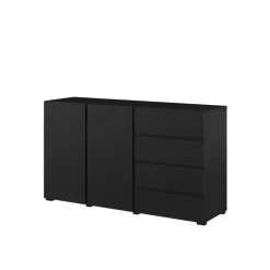 Madia moderna 138x78h cm 2 ante 4 cassetti nero Edge