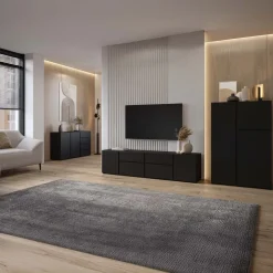 Madia moderna 138x78h cm 2 ante 4 cassetti nero Edge