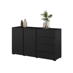 Madia moderna 138x78h cm 2 ante 4 cassetti nero Edge