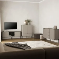 Madia moderna 163x95h cm 2 ante 3 cassetti tortora Carty