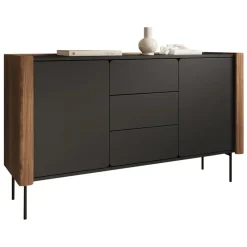 Madia moderna 142x83h cm 2 ante 3 cassetti noce nero Wrappy