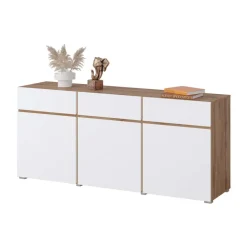 Madia moderna 180x78h cm 3 ante 3 cassetti bianco rovere Lolla