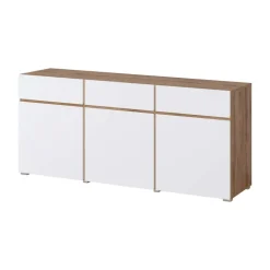 Madia moderna 180x78h cm 3 ante 3 cassetti bianco rovere Lolla