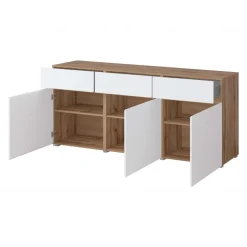 Madia moderna 180x78h cm 3 ante 3 cassetti bianco rovere Lolla