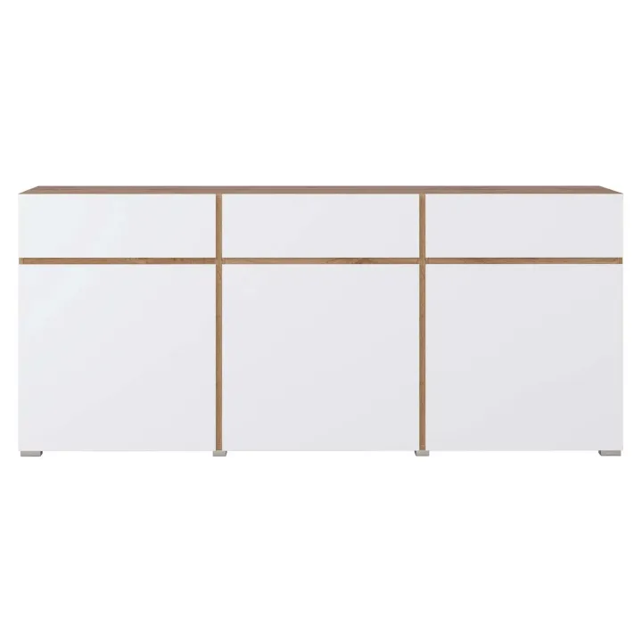 Madia moderna 180x78h cm 3 ante 3 cassetti bianco rovere Lolla