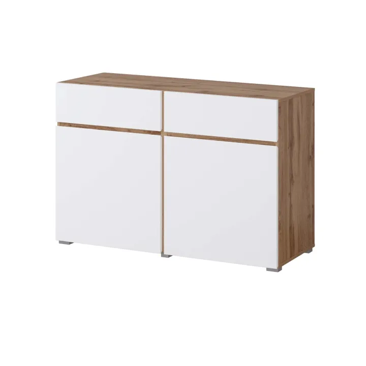 Madia moderna 120x78h cm 2 ante 2 cassetti bianco rovere Lolla