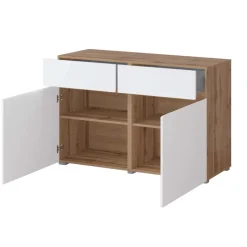 Madia moderna 120x78h cm 2 ante 2 cassetti bianco rovere Lolla