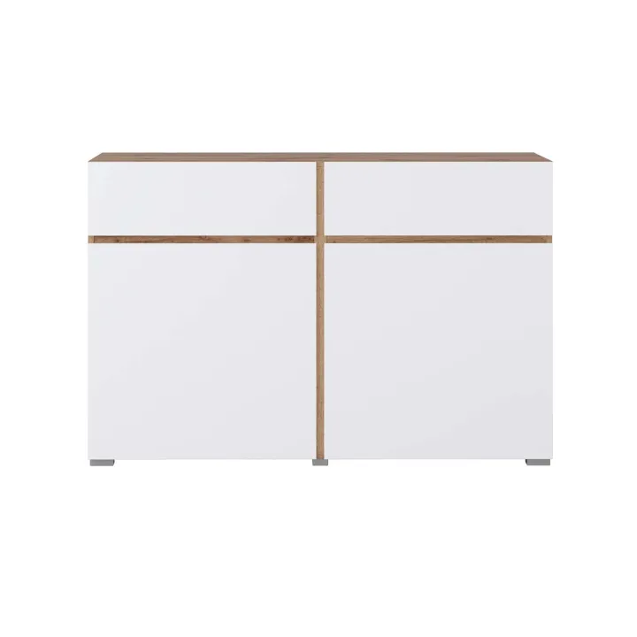 Madia moderna 120x78h cm 2 ante 2 cassetti bianco rovere Lolla