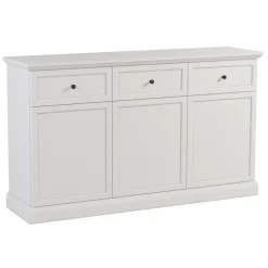 Madia moderna 146x86h cm 3 ante 3 cassetti shabby bianco Purro