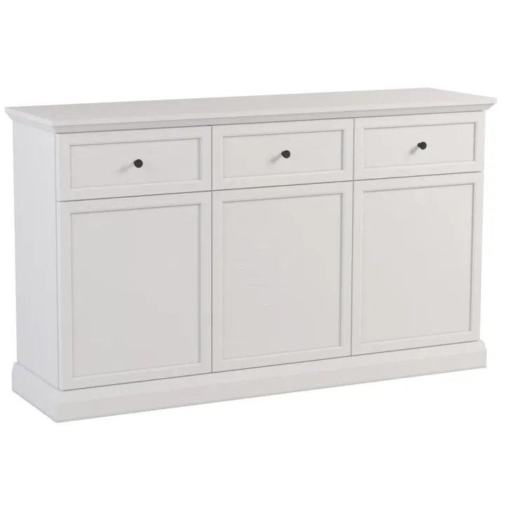 Madia moderna 146x86h cm 3 ante 3 cassetti shabby bianco Purro
