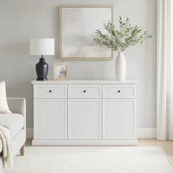 Madia moderna 146x86h cm 3 ante 3 cassetti shabby bianco Purro