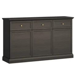 Madia moderna 146x86h cm 3 ante 3 cassetti shabby nero grafite Purro