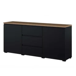 Madia moderna 150x68h cm 2 ante 3 cassetti nero rovere Ischia