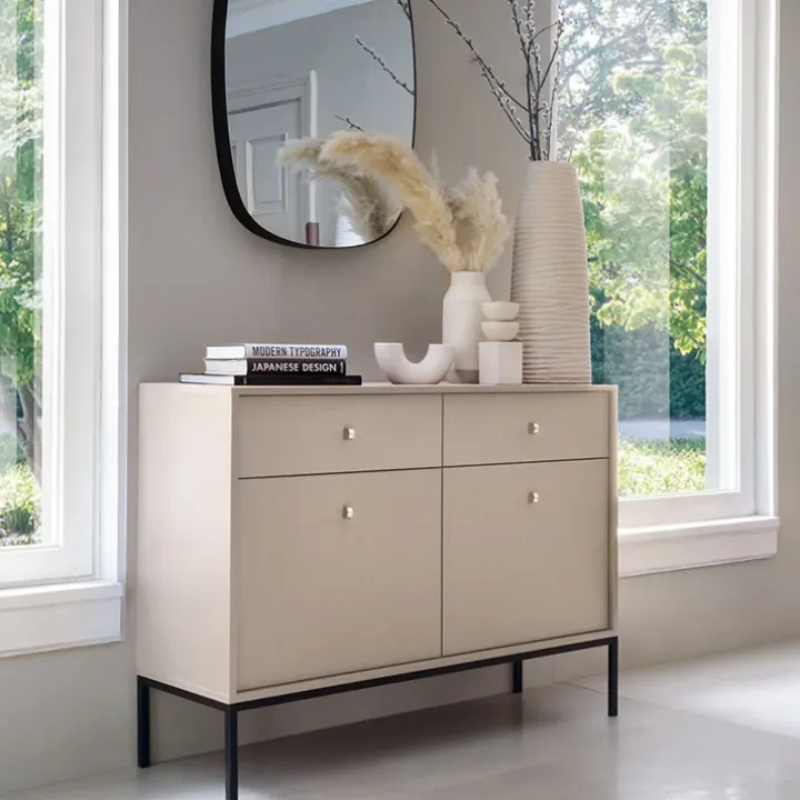 Madia moderna 104x83h cm 2 ante con cassetti soggiorno beige Glory