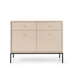 Madia moderna 104x83h cm 2 ante con cassetti soggiorno beige Glory