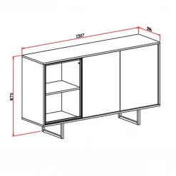 Madia moderna 151x87h cm 3 ante con vetrina rovere scuro tortora Domus