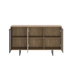 Madia moderna 151x87h cm 3 ante con vetrina rovere scuro tortora Domus