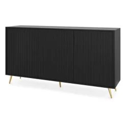 Madia moderna 154x78h cm 3 ante nero cannettato Celestia