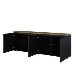 Madia moderna 200x68h cm 4 ante nero rovere Ischia