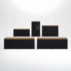 Madia moderna 200x68h cm 4 ante nero rovere Ischia
