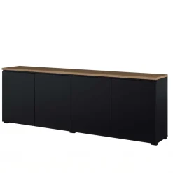 Madia moderna 200x68h cm 4 ante nero rovere Ischia