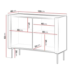 Madia moderna 105x83h cm 2 ante noce nero Wrappy
