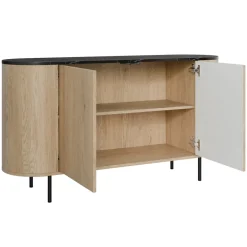 Madia moderna 139x75h cm 2 ante rovere effetto marmo nero Roundi