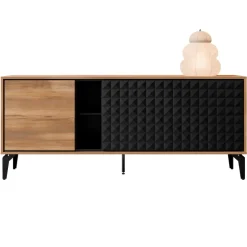 Madia moderna 190x80h cm 3 ante serigrafato rovere nero Duplo