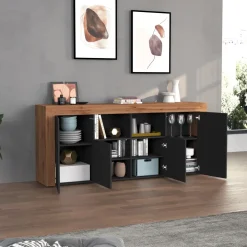 Madia moderna 200x85h cm antracite rovere Block