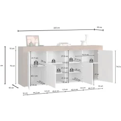 Madia moderna 200x85h cm antracite rovere Block