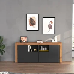 Madia moderna 200x85h cm antracite rovere Block