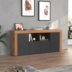 Madia moderna 200x85h cm antracite rovere Block