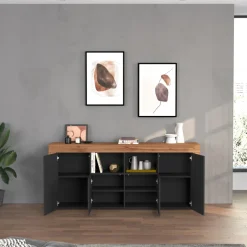 Madia moderna 200x85h cm antracite rovere Block