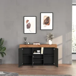Madia moderna 155x85h cm antracite rovere Block