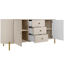 Madia moderna 178x79h cm cannettato 2 ante 3 cassetti beige cashmere Zurik