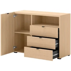 Madia moderna 106x80h cm cannettato 3 cassetti rovere Sally