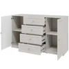 Madia moderna 150x92h cm cannettato 2 ante 4 cassetti beige cashmere Rolly