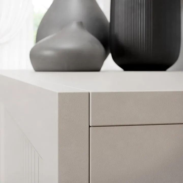 Madia moderna 150x92h cm cannettato 2 ante 4 cassetti beige cashmere Rolly