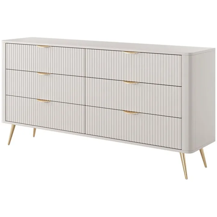 Madia moderna 163x81h cm 6 cassetti moderna beige cannettato Ramis