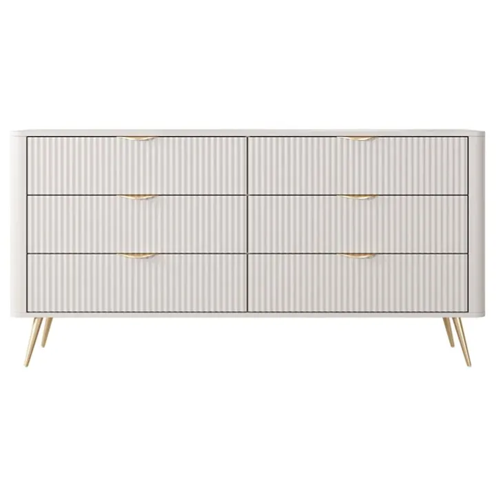 Madia moderna 163x81h cm 6 cassetti moderna beige cannettato Ramis