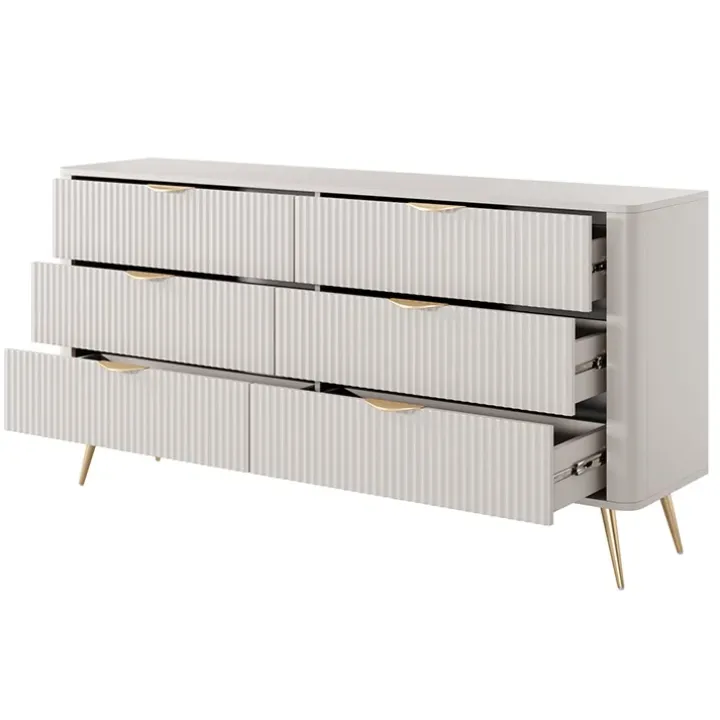 Madia moderna 163x81h cm 6 cassetti moderna beige cannettato Ramis